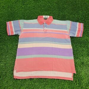 Vintage 90s IZOD Polo Shirt Large 23x28 Faded Stripes